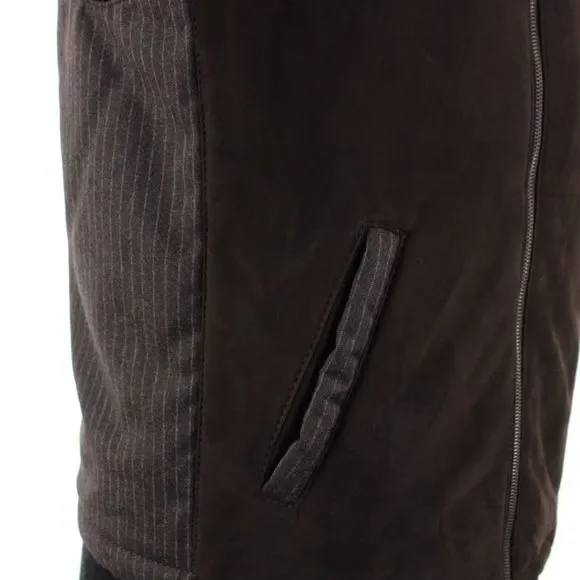 Hettabretz NWD Wool / Suede Leather Vest Size 48 (~ Medium US) In Brown & Blue